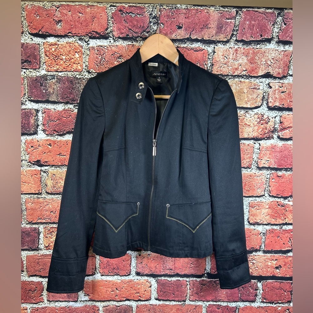 Atelier size 2 black jacket. New without tags. Padded shoulders, pockets,